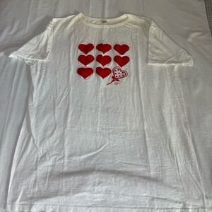 Vintage 80s Oversized Heart T-Shirt Hugger USA  White Size OSFA Single Stitch
